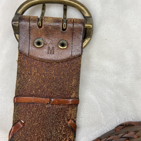 J.Crew Brown Leather Boho Embroidered Weaved Belt Size Medium 1.5” - Picture 11 of 11